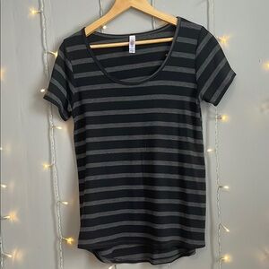 Striped Black and Gray Women's Top
